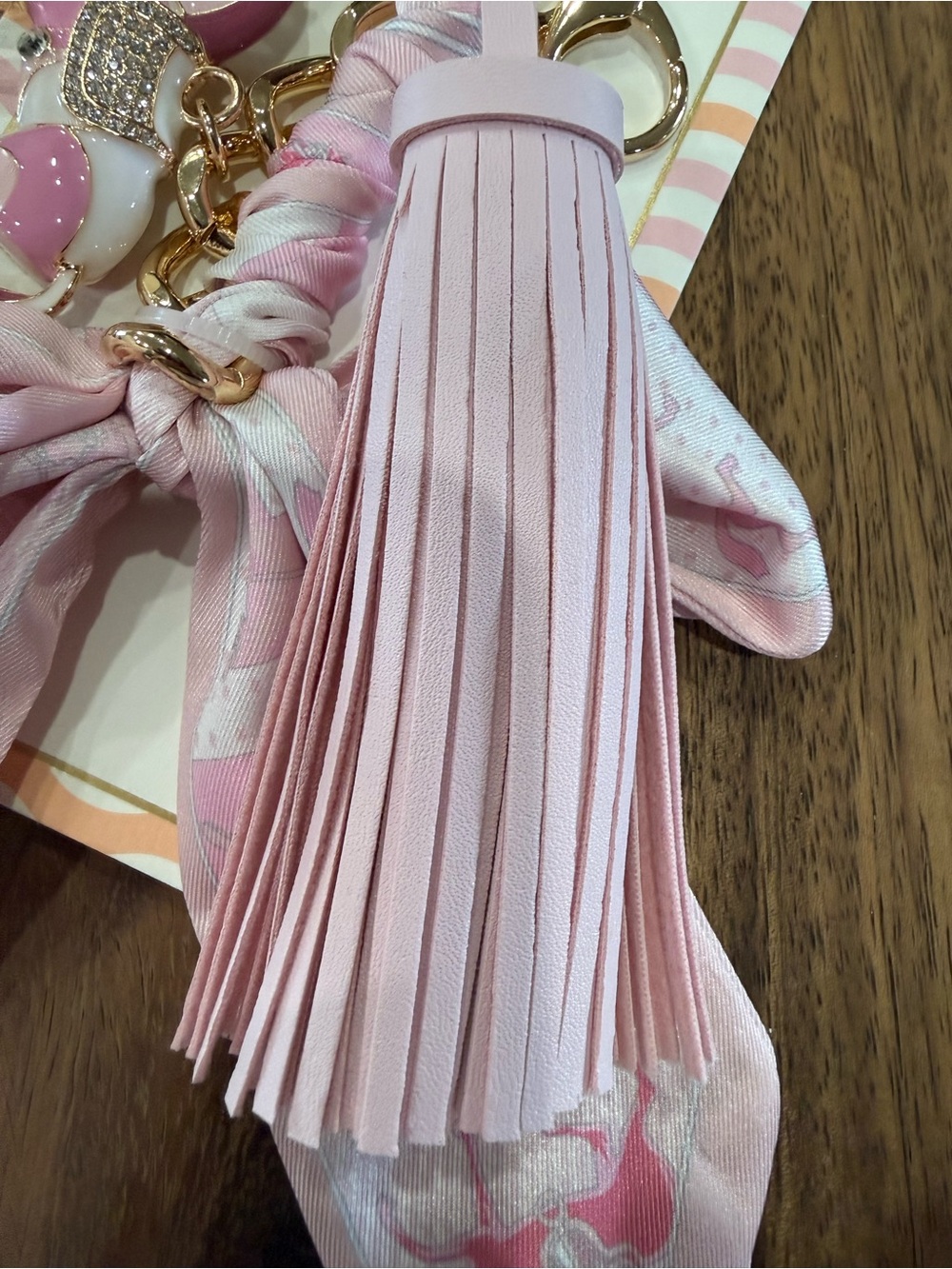 Piper K Pink Elephant Tassel Scarf Keychain - Picture 3 of 5